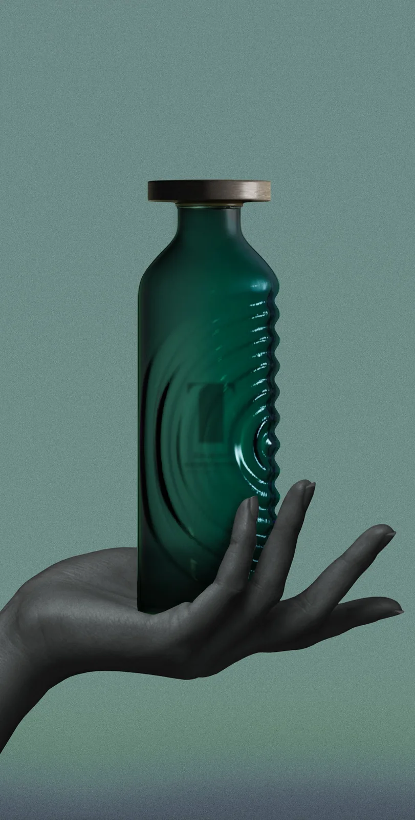 Verallia Design Awards T Bottle — held in hand, studio render